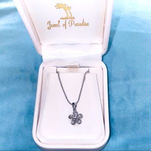 DennyWong 14K white gold diamond plumeria pendant